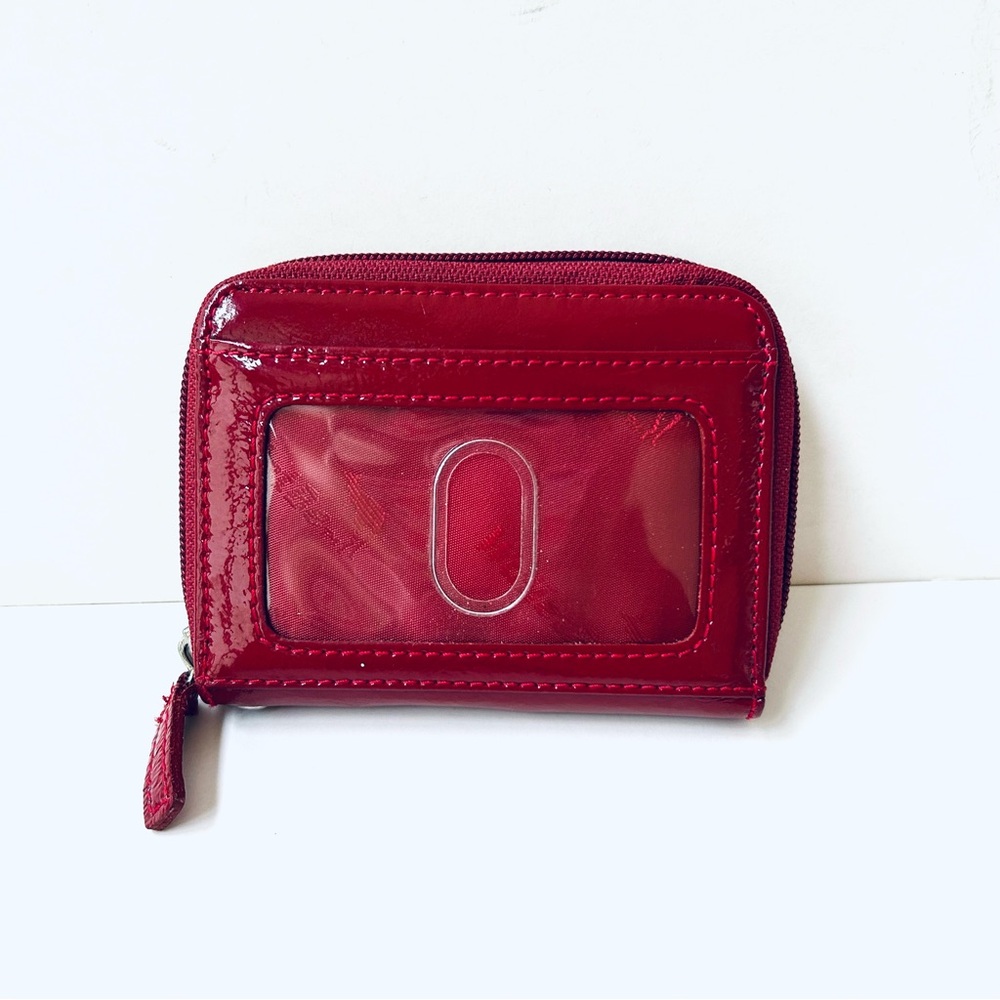 Walletbe Patent Leather Cranberry Color Card Wallet Like New.